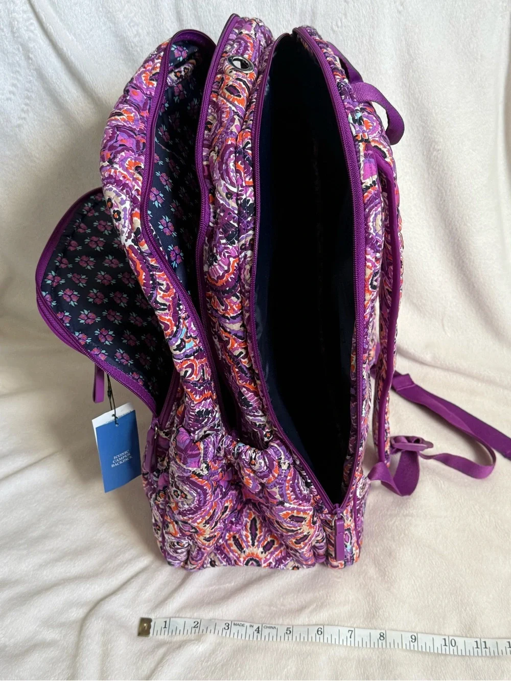 Vera Bradley Iconic Campus Backpack – Purple Paisley Floral